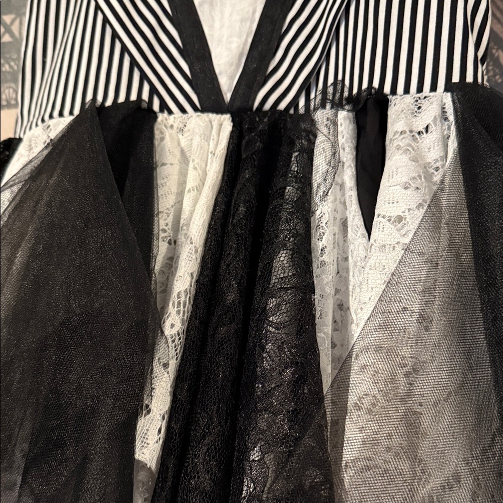 Nightmare Before Christmas Black and White Striped Kids Twirl Dress - Picture 6 of 8